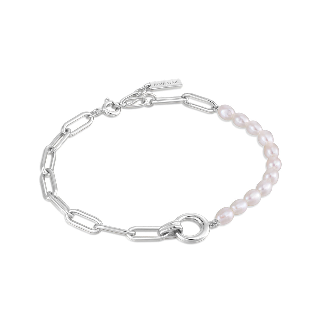 Ania Haie - Pearl Chunky Link Chain Bracelet - Silver