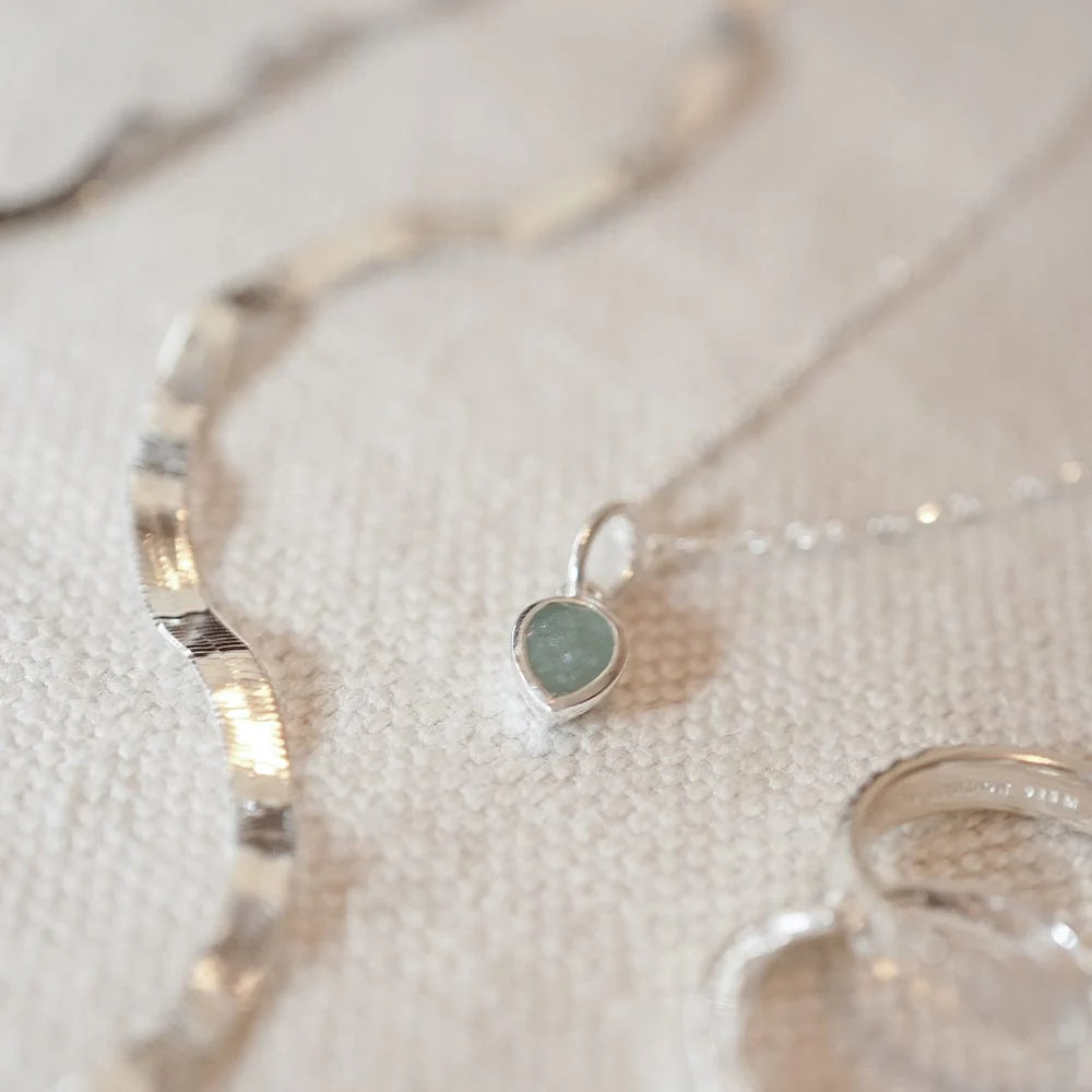 Daisy London - Birthstone Necklace - Aquamarine March - Silver