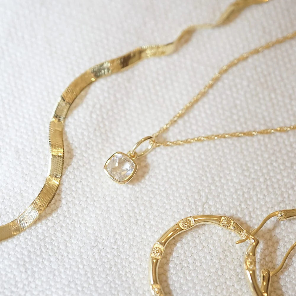 Daisy London - Birthstone Necklace - White Topaz April - Gold