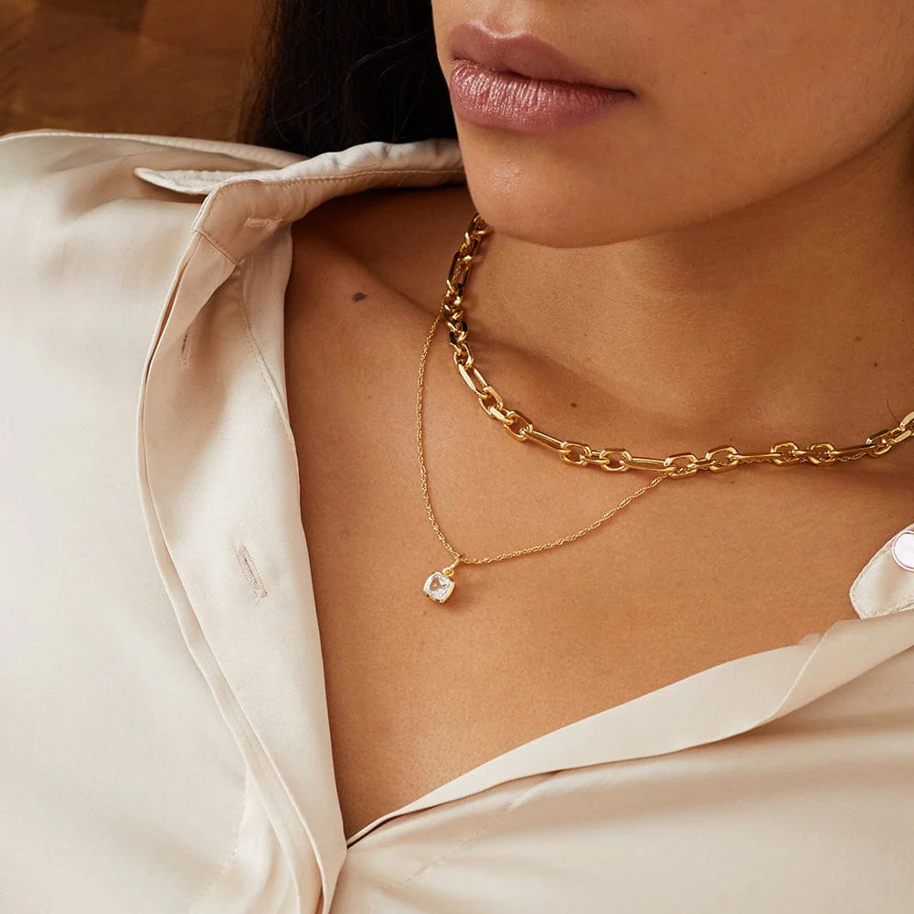 Daisy London - Birthstone Necklace - White Topaz April - Gold
