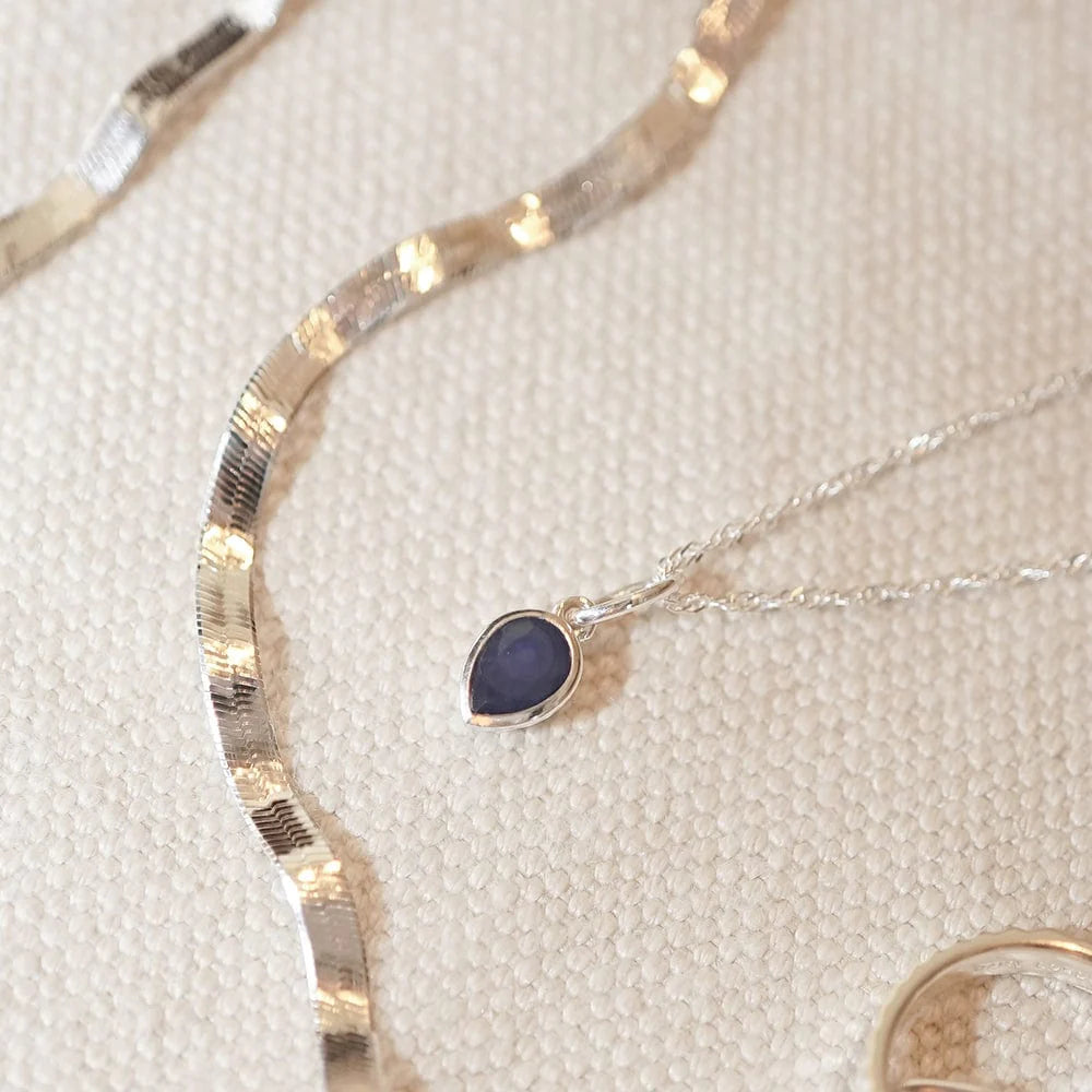 Daisy London - Birthstone Necklace - Sapphire September - Silver