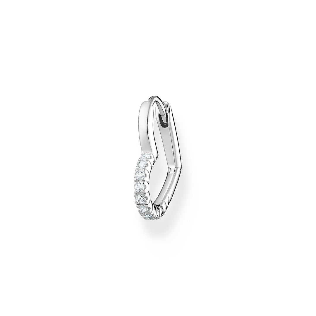 Thomas Sabo - White Stones Heart Silver Single Hoop Earring