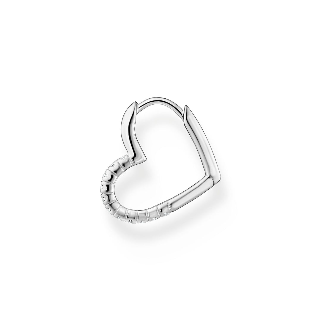 Thomas Sabo - White Stones Heart Silver Single Hoop Earring