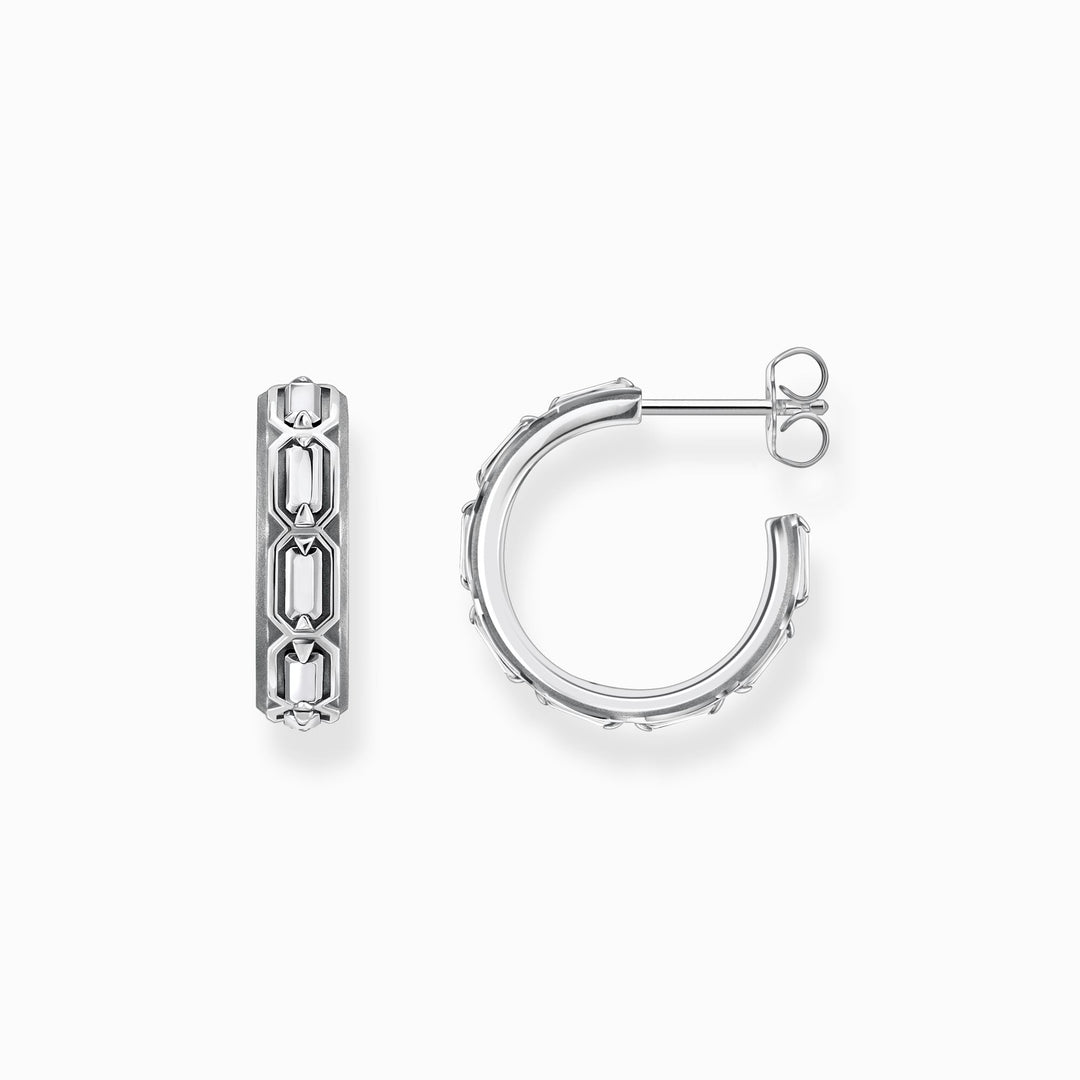 Thomas Sabo - Blackened Silver Crocodile Shell Hoop Earrings