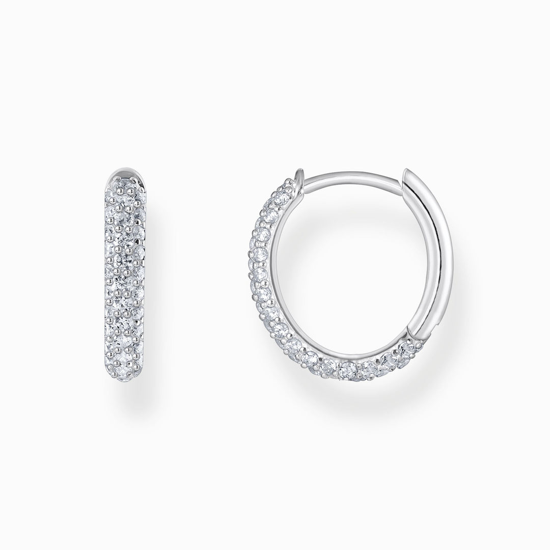 Thomas Sabo - White CZ Pavé Hoop Earrings - Silver