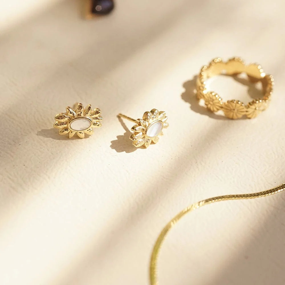 Daisy London - Daisy Mother of Pearl Stud Earrings - Gold