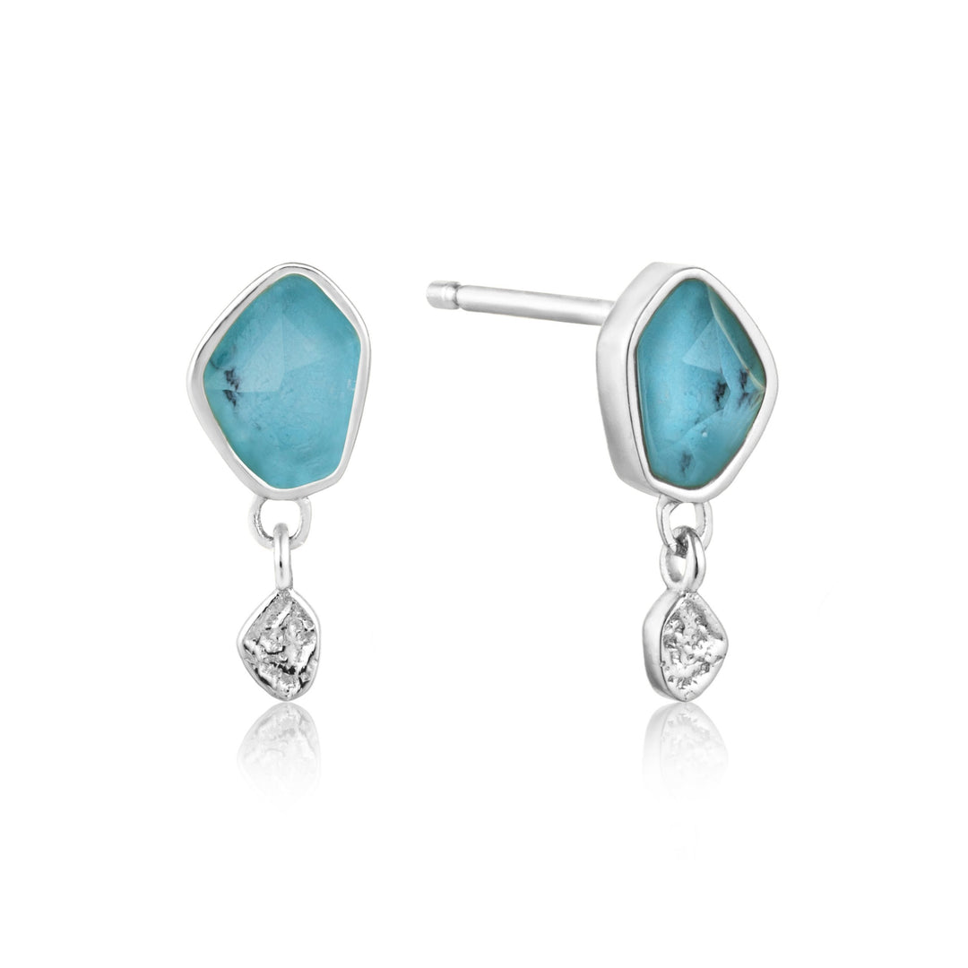 Ania Haie - Turquoise Drop Stud Earrings - Silver