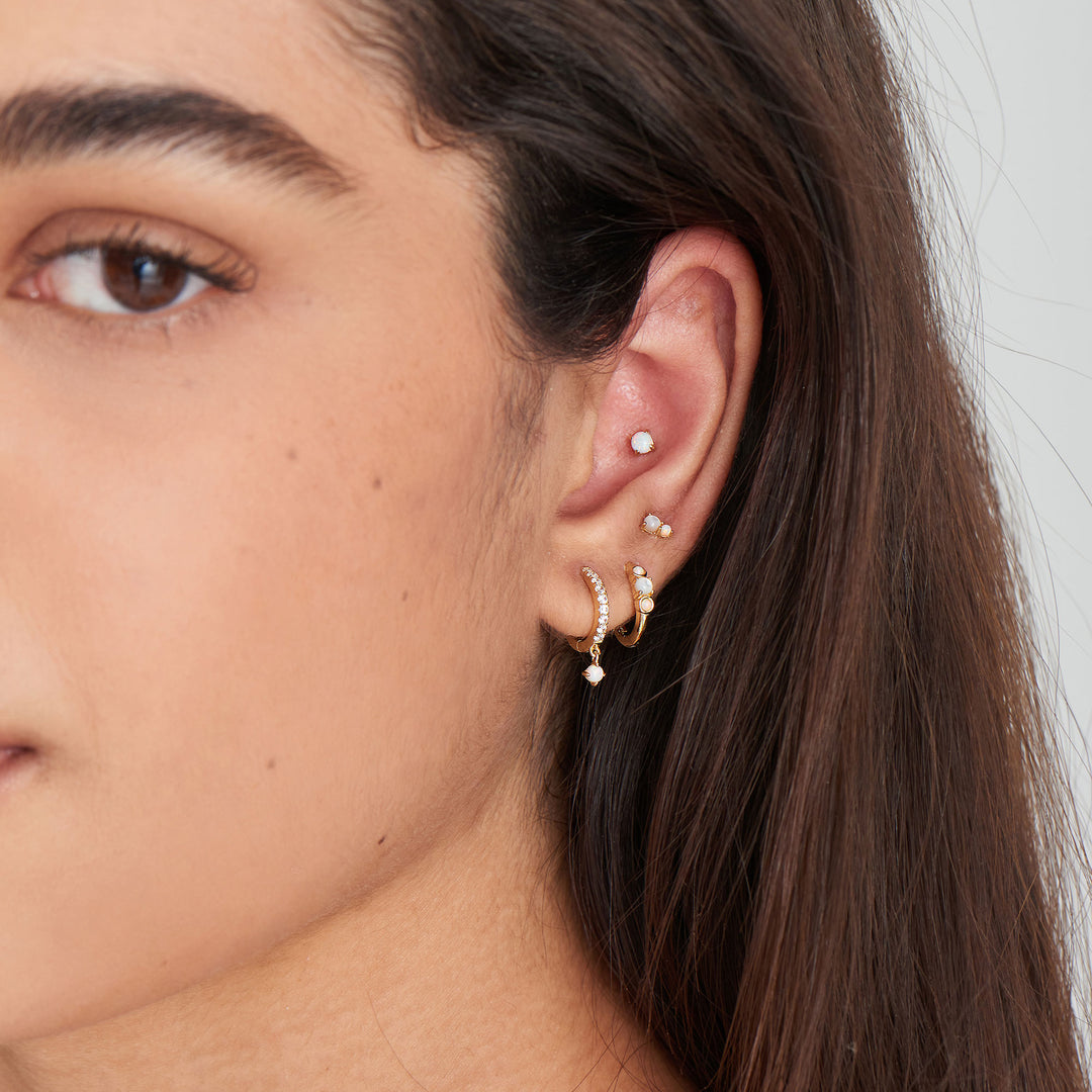 Ania Haie - Mother of Pearl and Kyoto Opal Stud Earrings - Gold