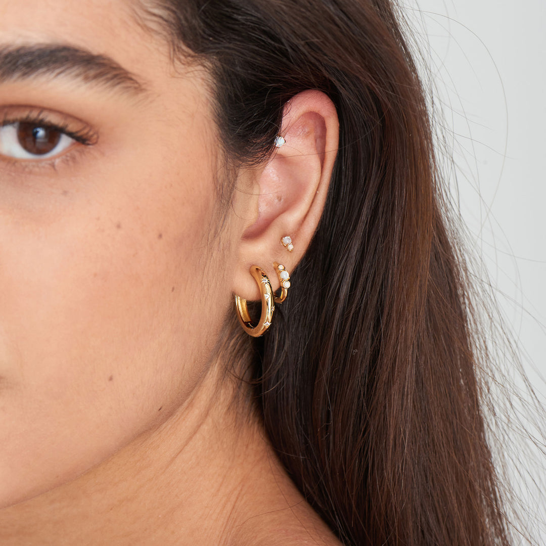 Ania Haie - Mother of Pearl and Kyoto Opal Stud Earrings - Gold