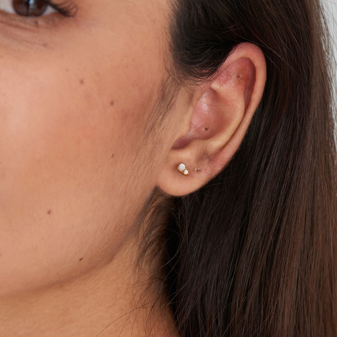 Ania Haie - Mother of Pearl and Kyoto Opal Stud Earrings - Gold
