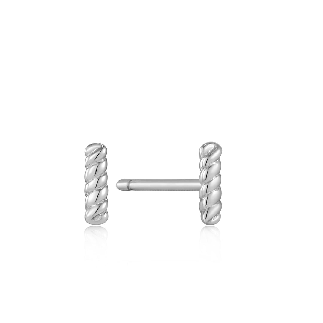 Ania Haie - Rope Bar Stud Earrings - Silver