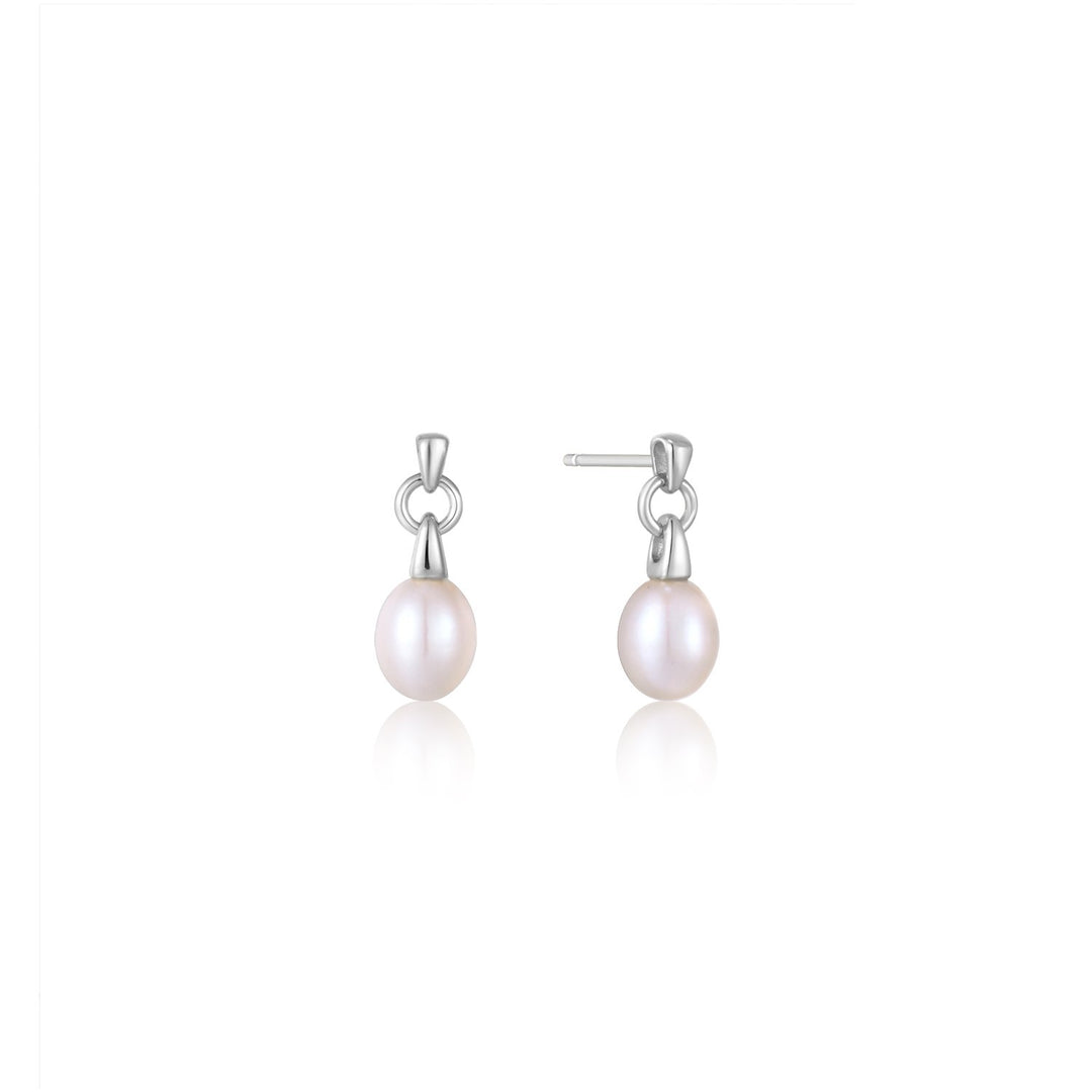 Ania Haie - Pearl Drop Stud Earrings - Silver