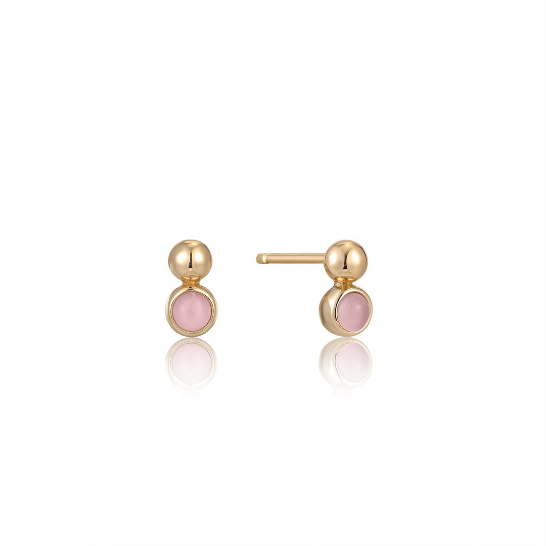 Ania Haie - Orb Rose Quartz Stud Earrings - Gold