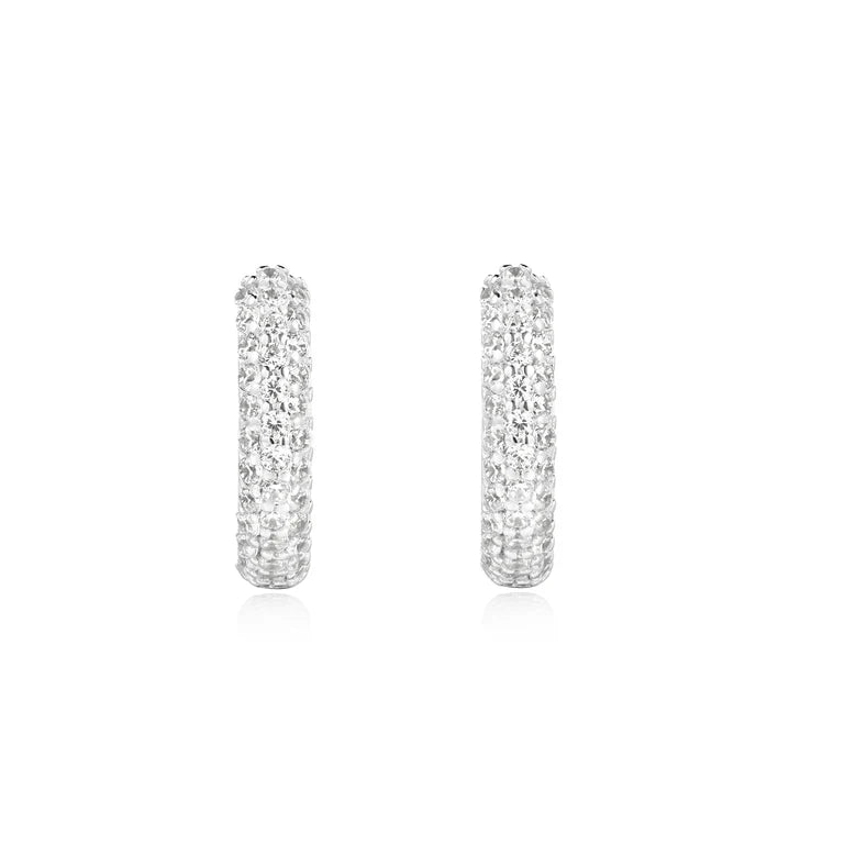 Ania Haie - Shimmering Pavé Huggie Earrings - Silver