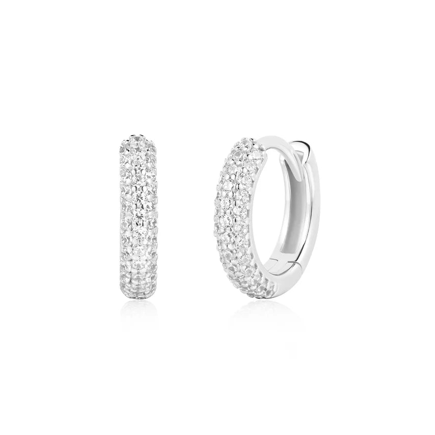 Ania Haie - Shimmering Pavé Huggie Earrings - Silver