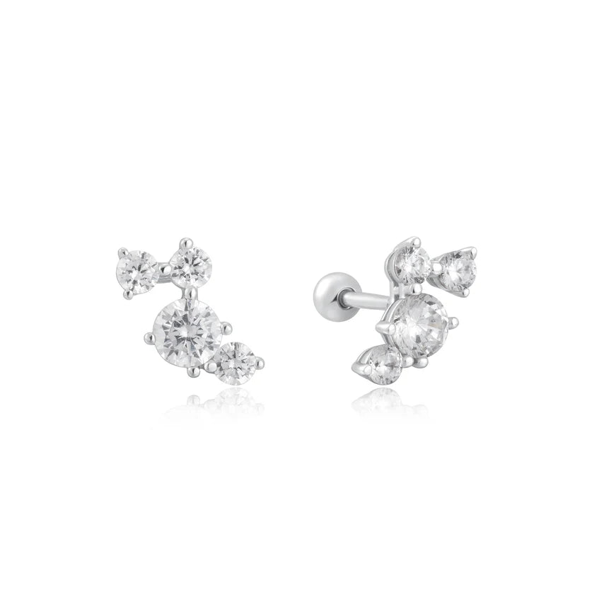 Ania Haie - Pavé Climber Barbell Earrings - Silver