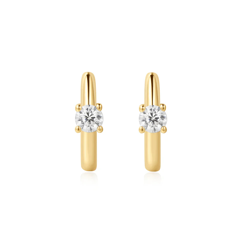 Ania Haie - Solitaire CZ Mini Huggie Earrings - Gold
