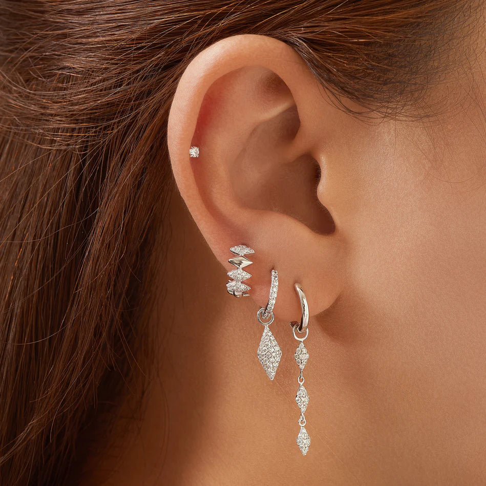 Ania Haie - Pavé Sparkle Drop Huggie Earrings - Silver
