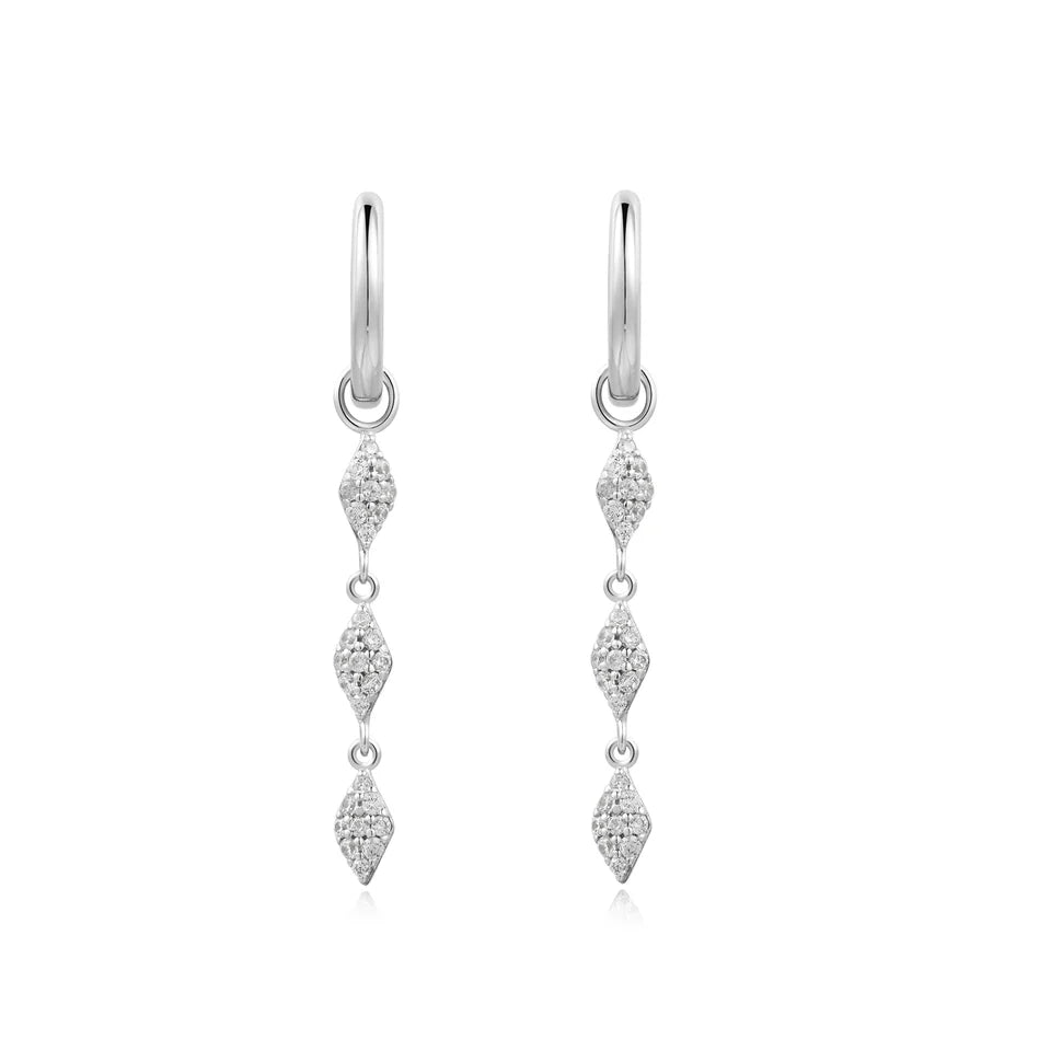 Ania Haie - Pavé Sparkle Drop Huggie Earrings - Silver