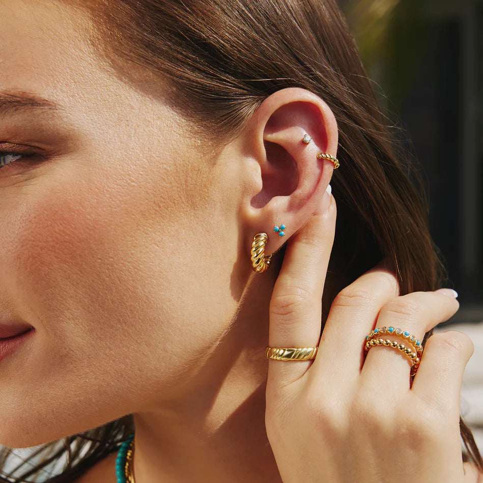 Ania Haie - Texture Small Huggie Hoop Earrings - Gold