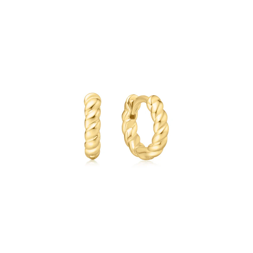 Ania Haie - Texture Small Huggie Hoop Earrings - Gold