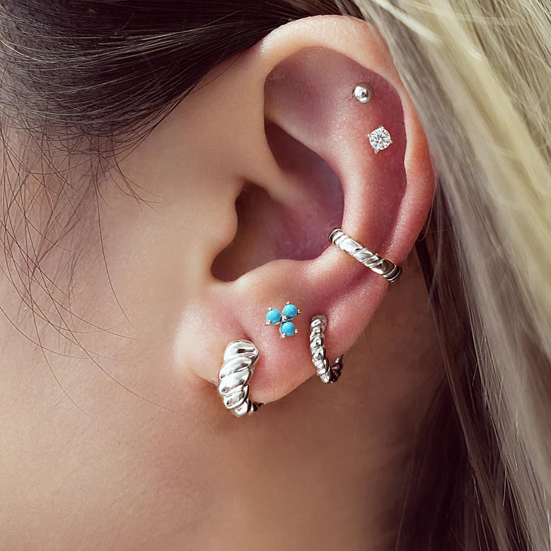 Ania Haie - Texture Small Huggie Hoop Earrings - Silver