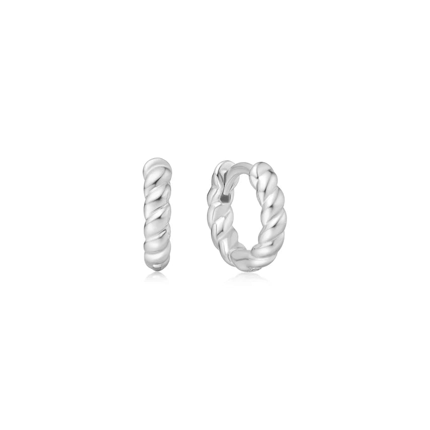 Ania Haie - Texture Small Huggie Hoop Earrings - Silver