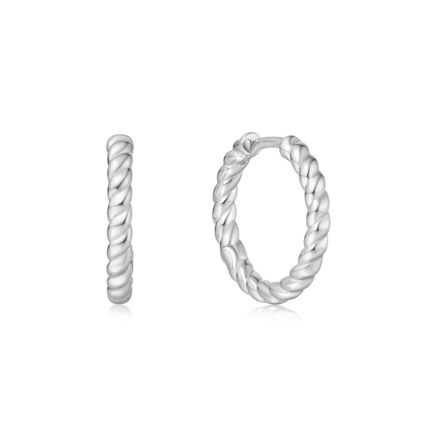 Ania Haie - Texture Medium Huggie Hoop Earrings - Silver