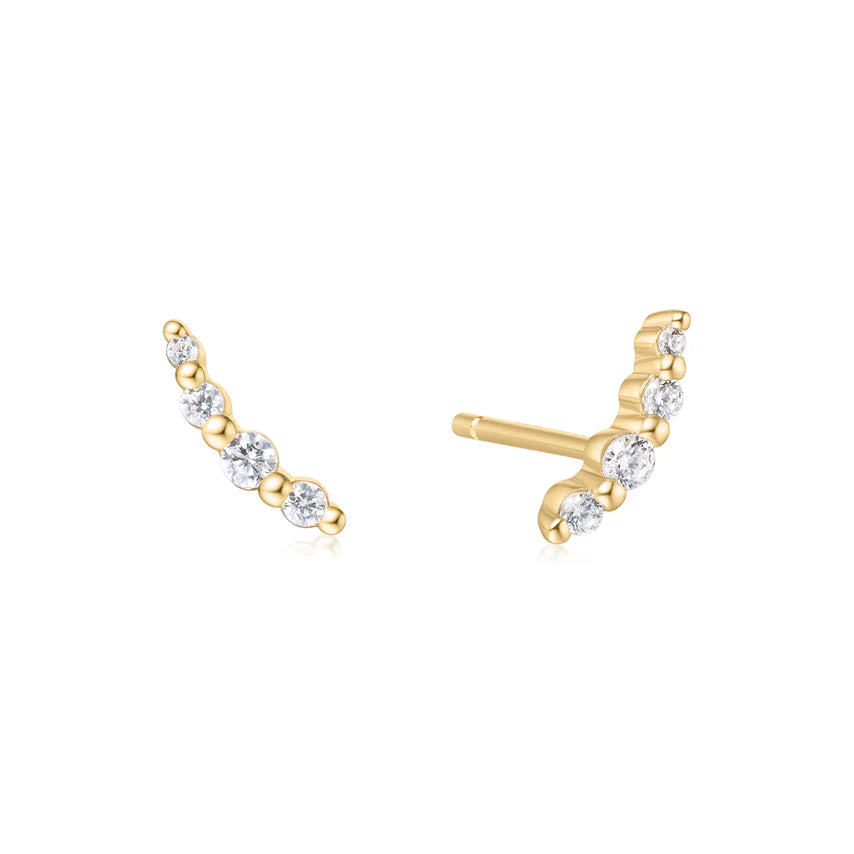 Ania Haie - Bezel Beaded Stone Stud Earrings - Gold