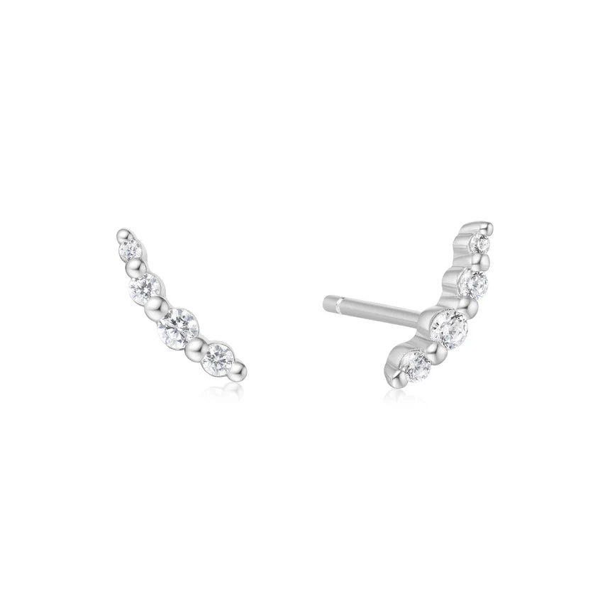 Ania Haie - Bezel Beaded Stone Stud Earrings - Silver