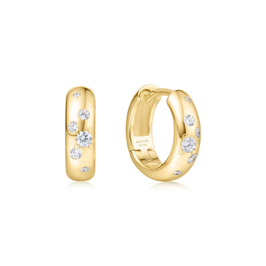 Ania Haie - Small Chubby Sparkling Huggie Hoop Earrings - Gold