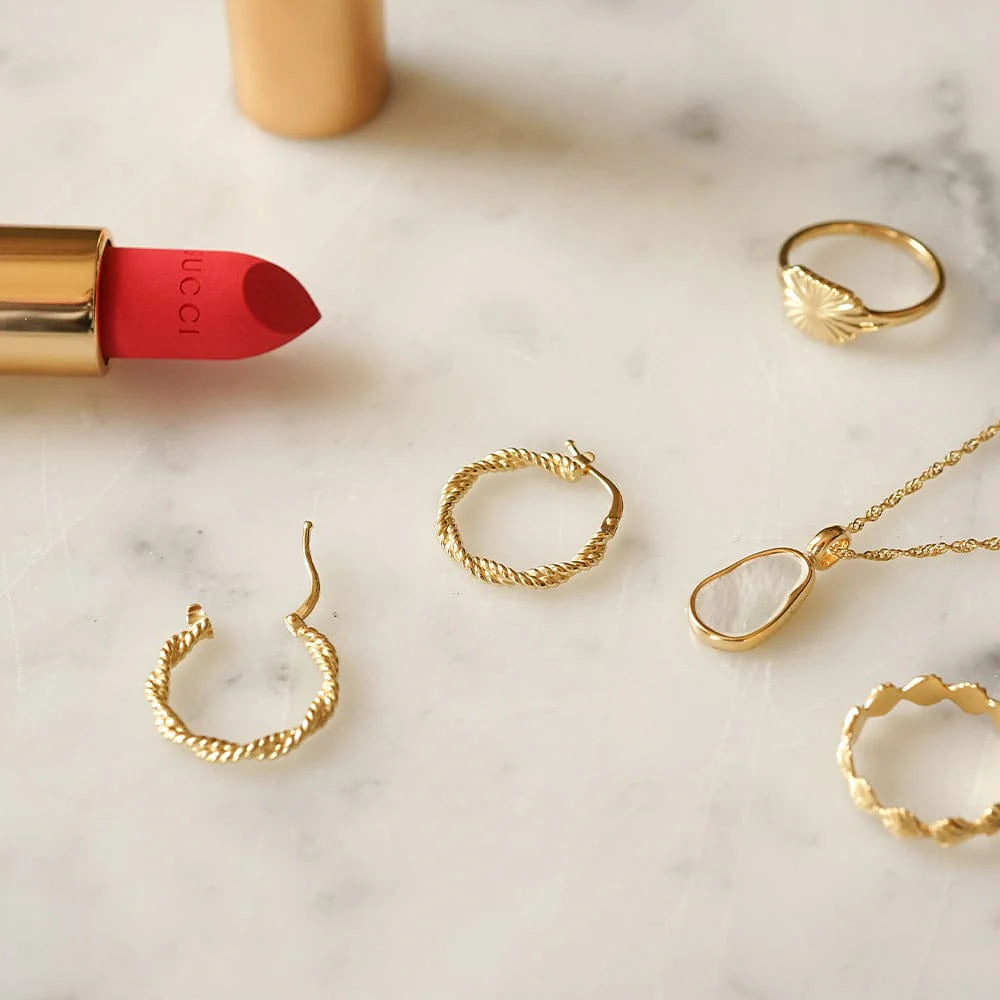 Daisy London - Midi Rope Twist Hoop Earrings - Gold