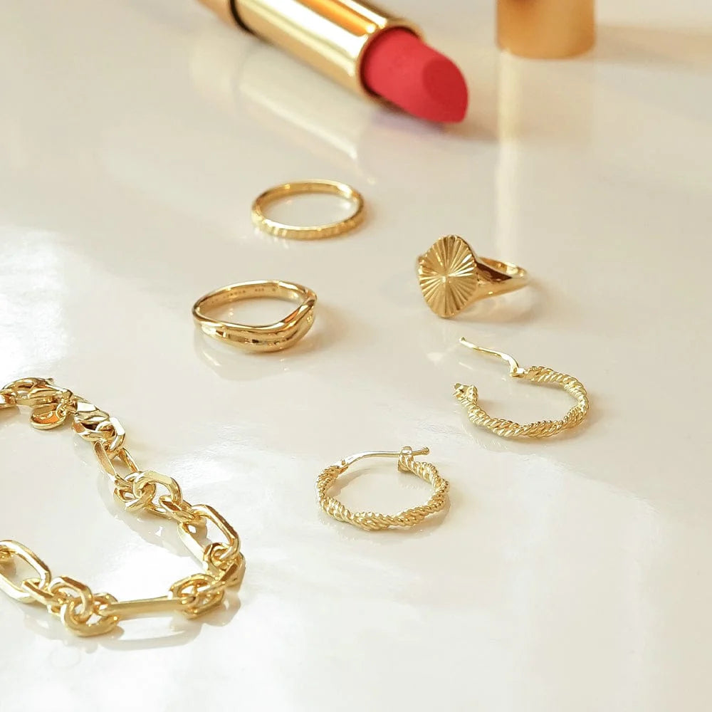 Daisy London - Midi Rope Twist Hoop Earrings - Gold