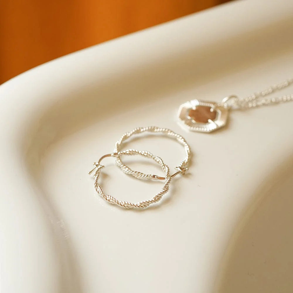 Daisy London - Midi Rope Twist Hoop Earrings - Silver