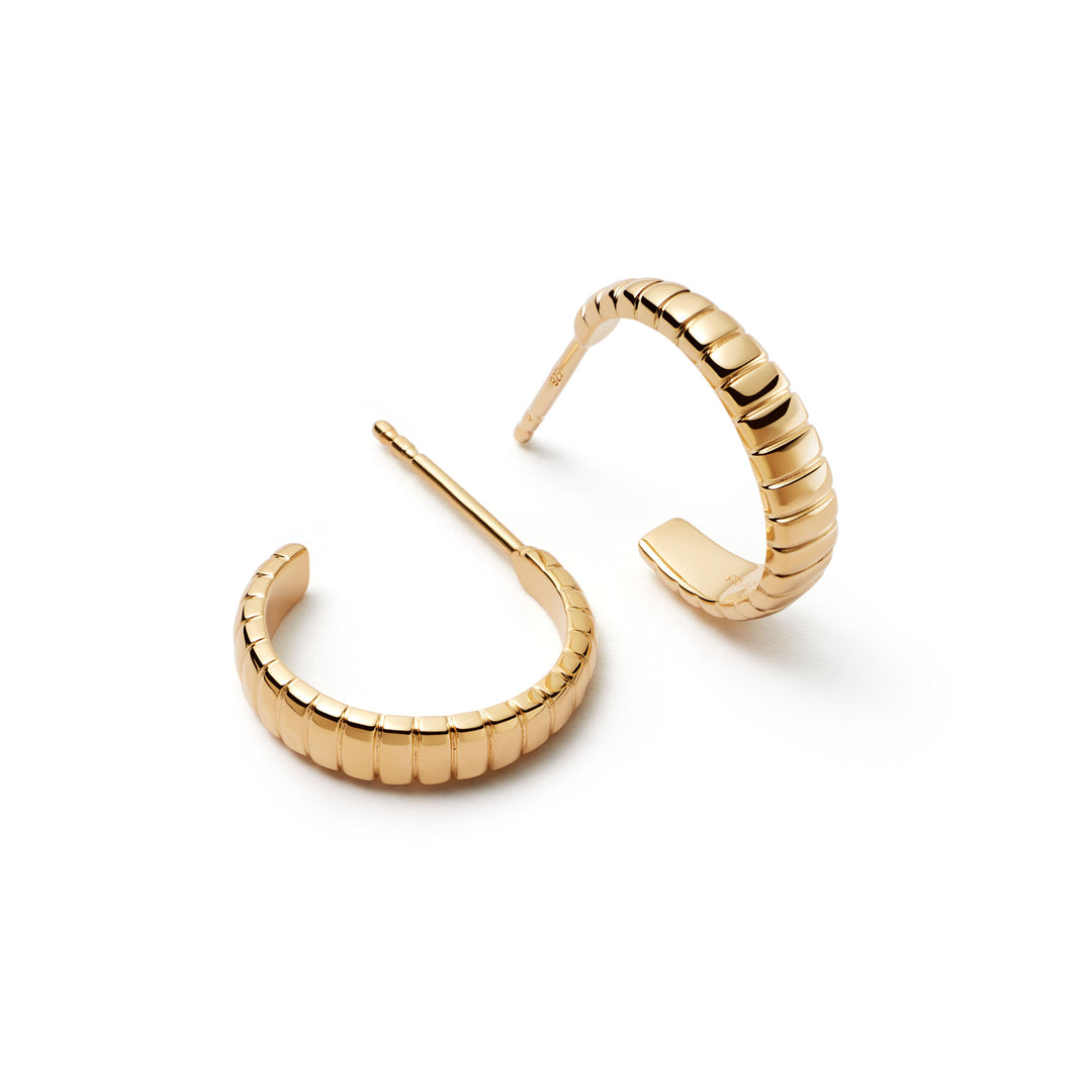 Daisy London - Ridged Hoop Earrings - Gold
