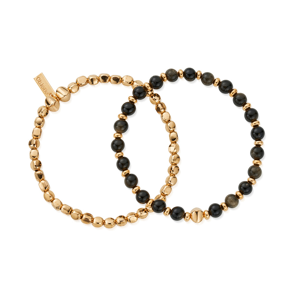 ChloBo - Men's Golden Obsidian Style Set Of 2 - Gold