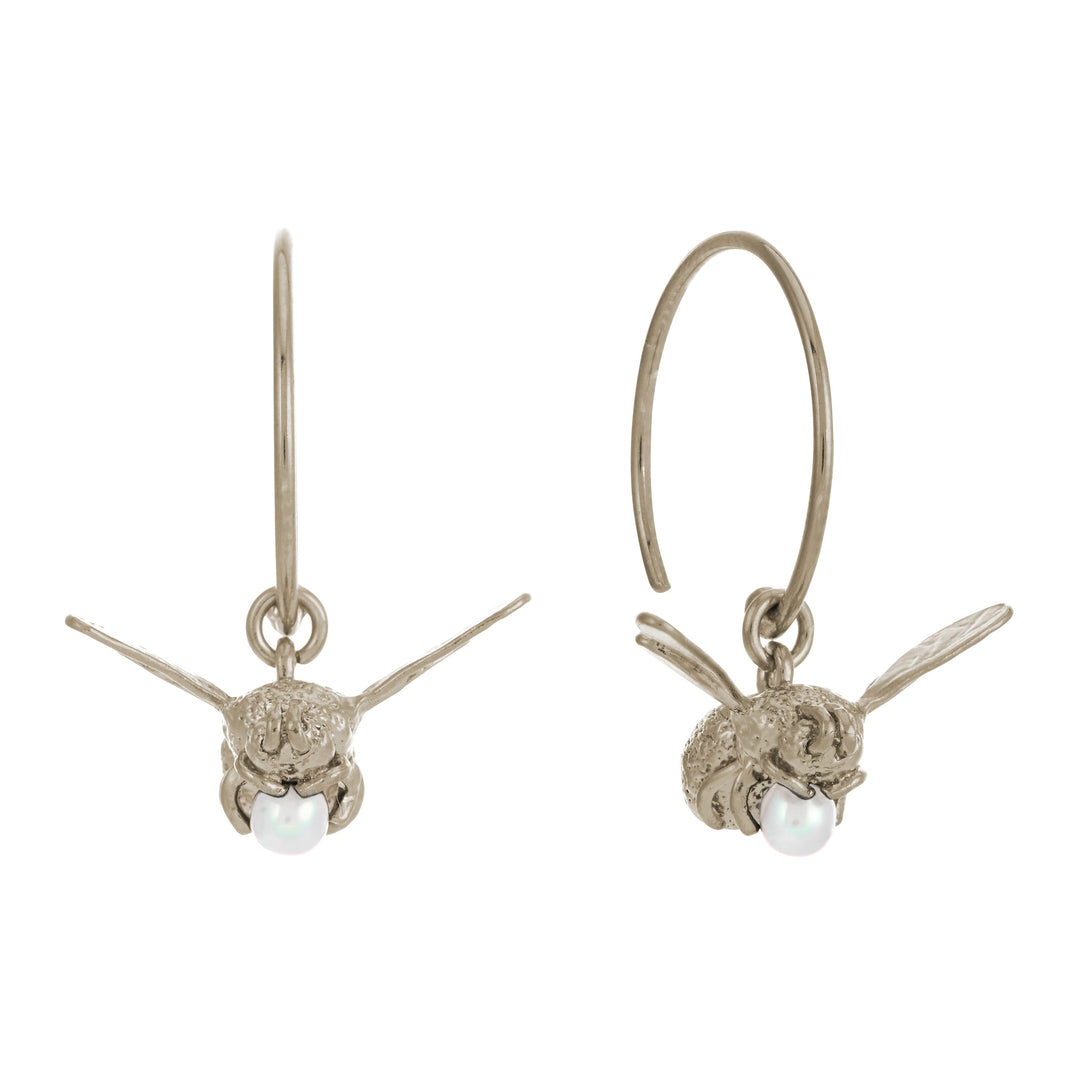 Alex Monroe - Flying Bee Hoop Earrings - Silver