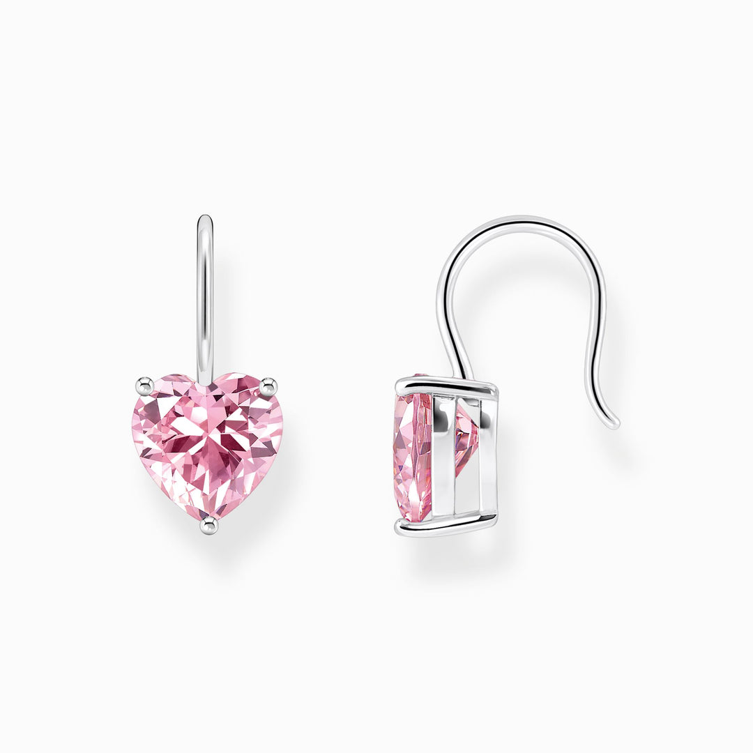 Thomas Sabo - Pink Heart-Shaped CZ Drop Earrings - Silver