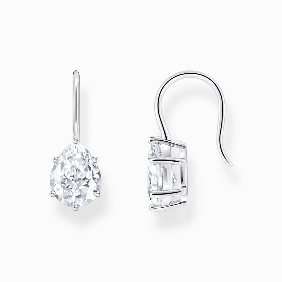 Thomas Sabo - White CZ Drop-Shaped Earrings - Silver