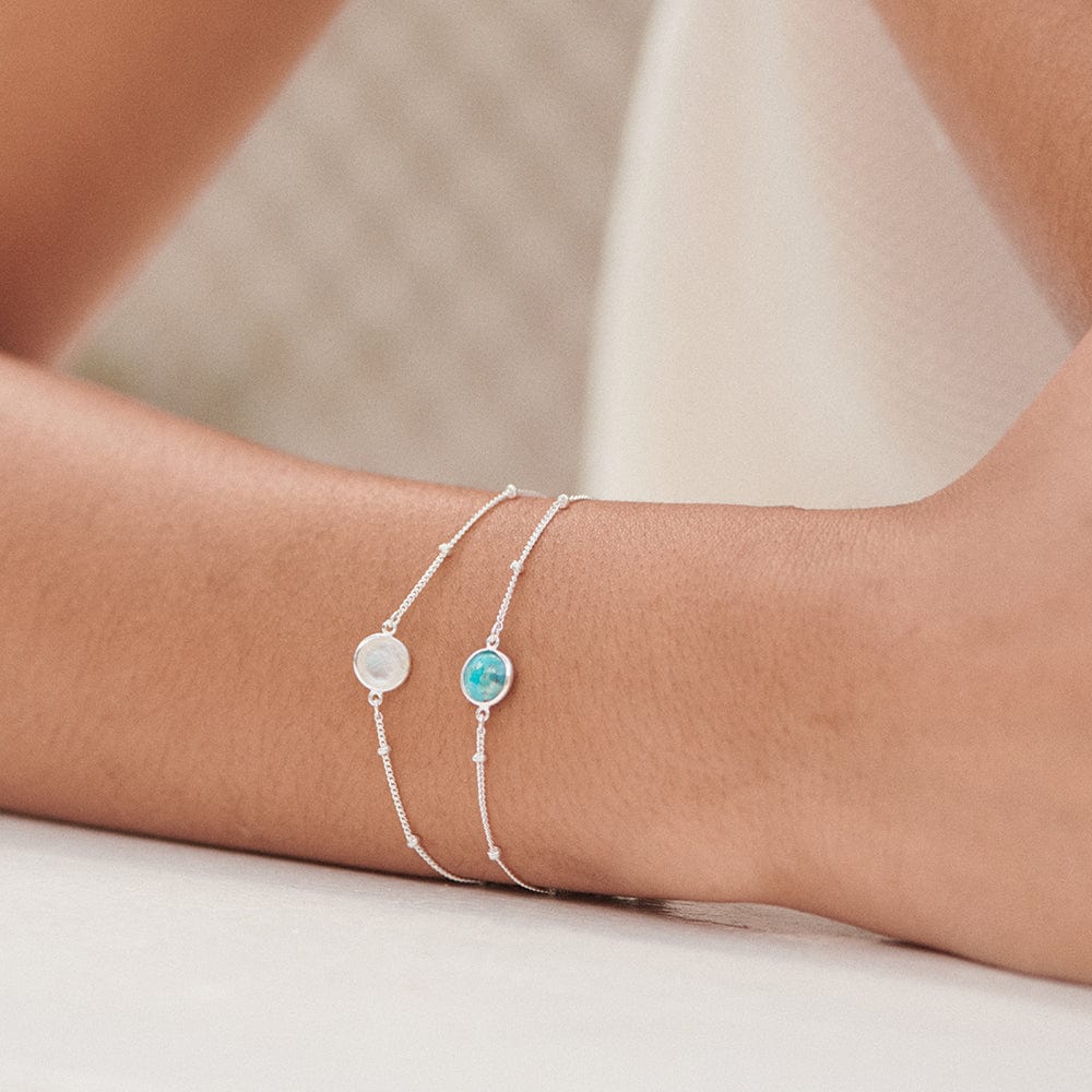 Daisy London - Rainbow Moonstone Healing Stone Bracelet - Silver