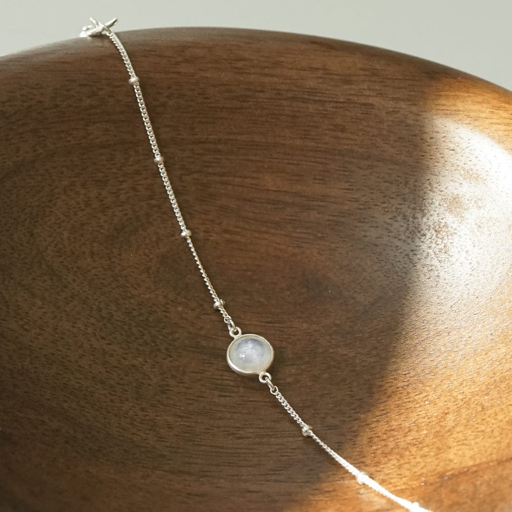Daisy London - Rainbow Moonstone Healing Stone Bracelet - Silver
