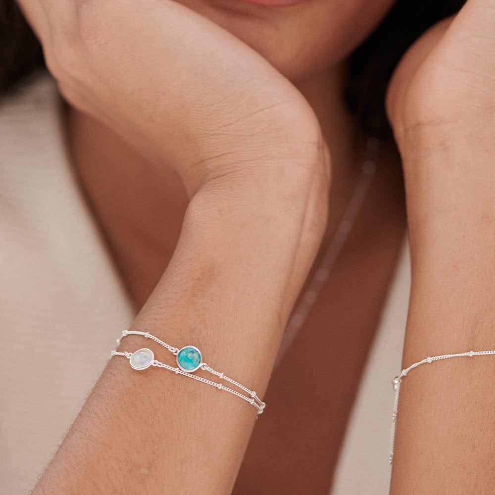 Daisy London - Rainbow Moonstone Healing Stone Bracelet - Silver