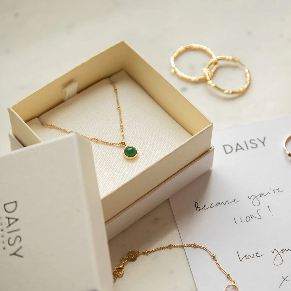Daisy London - Green Aventurine Healing Stone Necklace - Gold