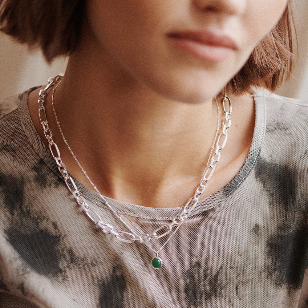 Daisy London - Green Aventurine Healing Stone Necklace - Silver