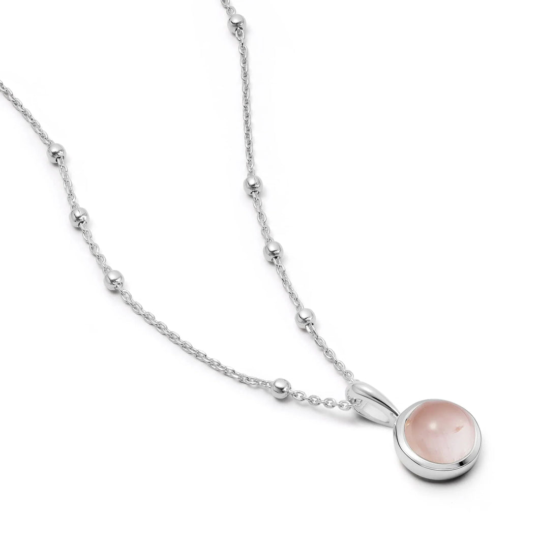 Daisy London - Rose Quartz Healing Stone Necklace - Silver