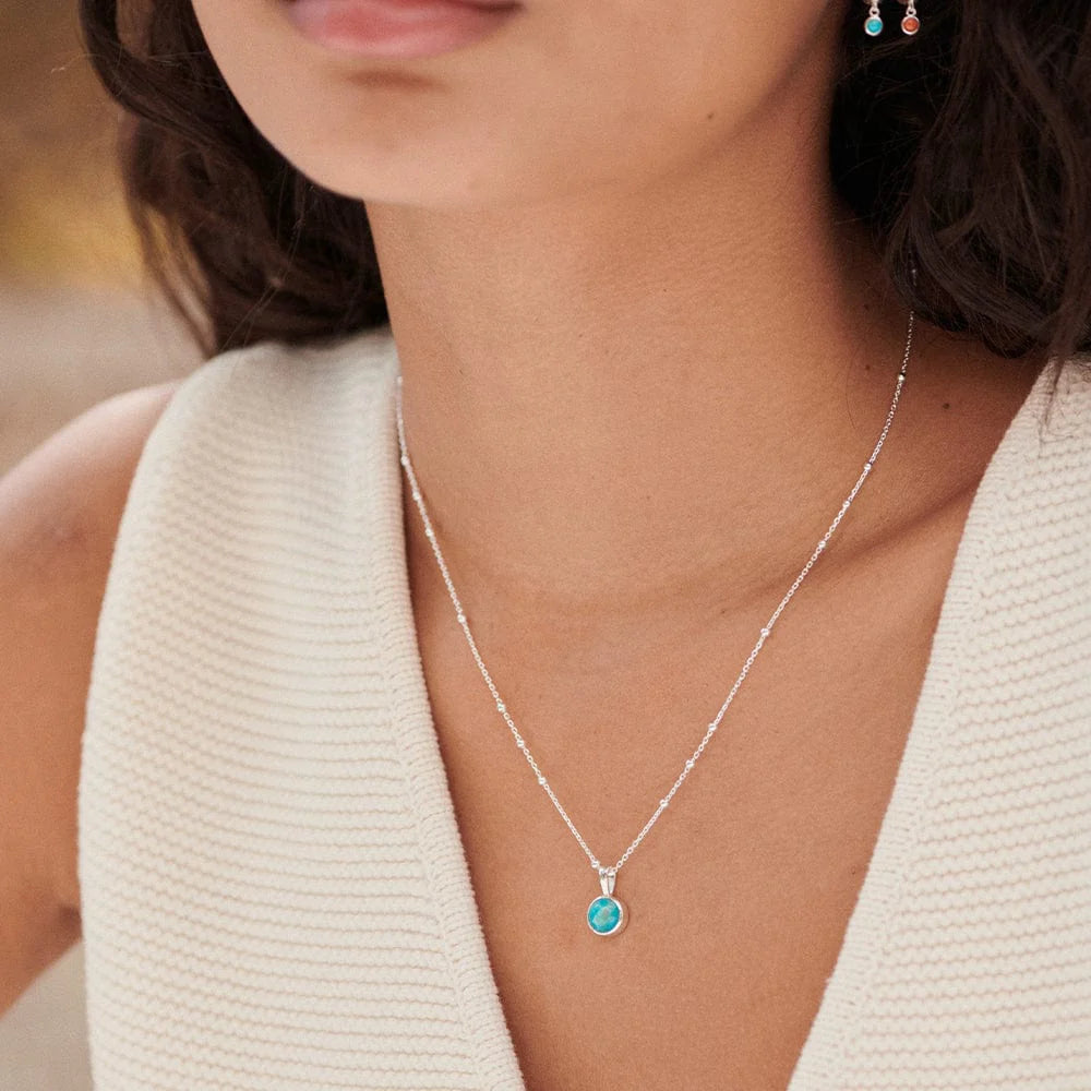 Daisy London - Turquoise Healing Stone Necklace - Silver