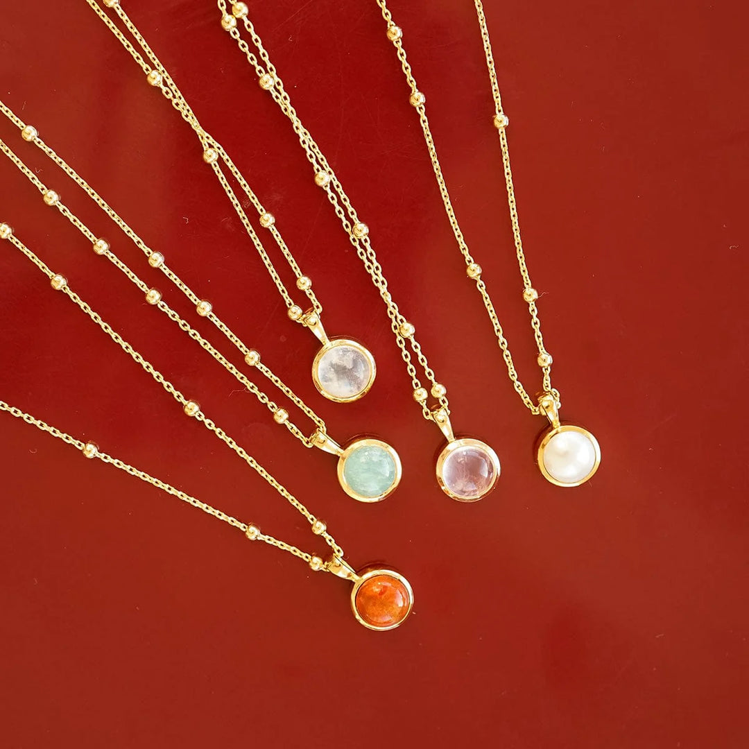 Daisy London - Rose Quartz Healing Stone Necklace - Gold