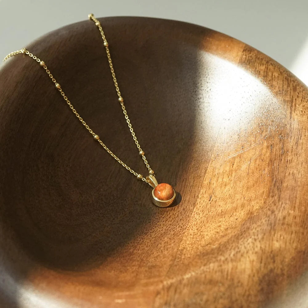 Daisy London - Red Coral Healing Stone Necklace - Gold