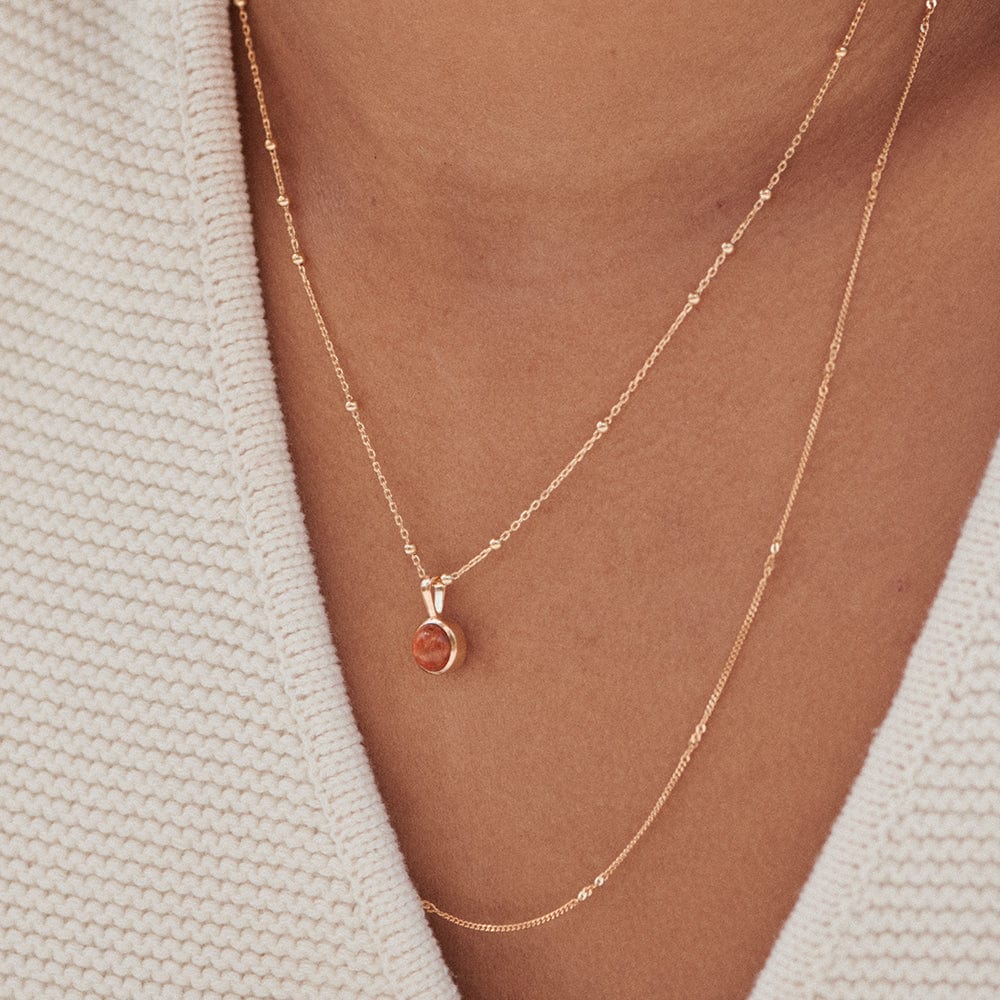 Daisy London - Red Coral Healing Stone Necklace - Gold