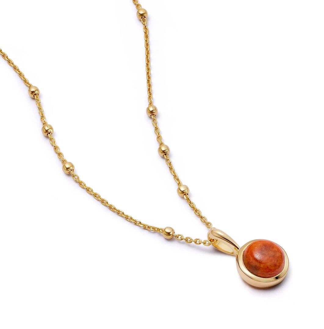 Daisy London - Red Coral Healing Stone Necklace - Gold